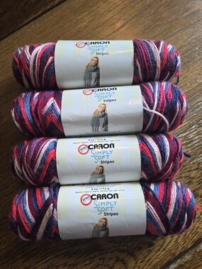 Caron Simply Soft Yarn Golden Gate Bridge Striping Yarn (pooling) Lot 4 skeins